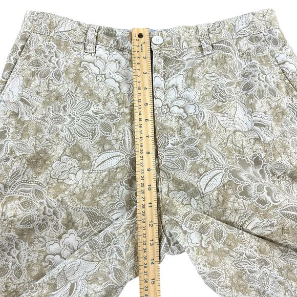 Club Room Men Shorts Size 32 Olive White Floral Flat Front Chinos Casual Coastal - Picture 10 of 12